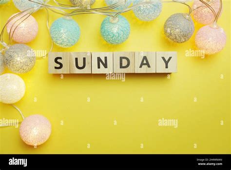 Sunday Alphabet Letter With Led Cotton Ball Decoration On Yellow