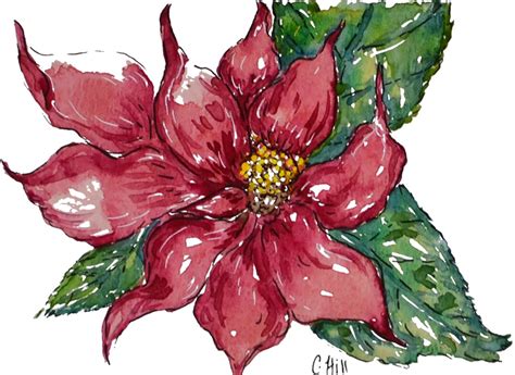 Watercolor Poinsettia Digital Download Artwork - Etsy