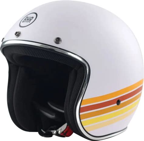 CASCO MOTO JET Vintage Cafe Racer Custom Bhr 811 Vintage Retro Bianco