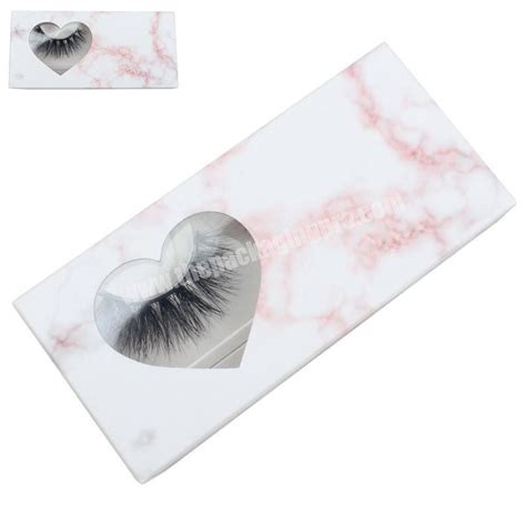 Custom Label Empty Eyelash Box Pink Marble Paper Magnetic False Eyelash