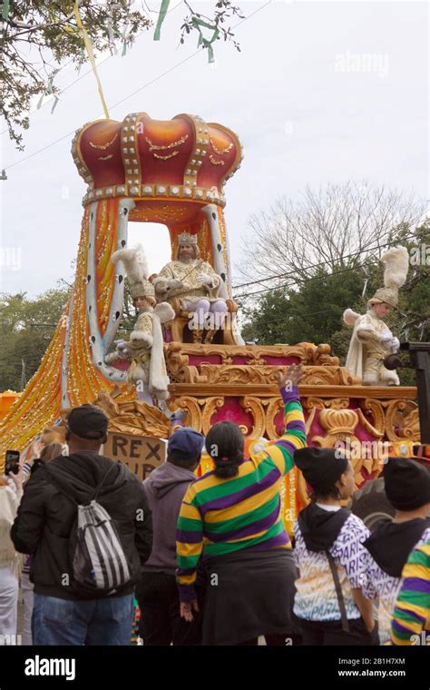 King Of Rex With His Pages On Lead Float Of The Rex Parade Mardi Gras