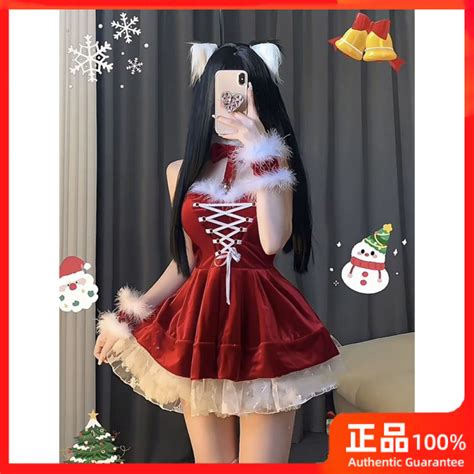 HMYY Ready Stock Pure Desire Sexy Hot Girl Christmas Trobe Narrow Waist Slimmer Look Velvet
