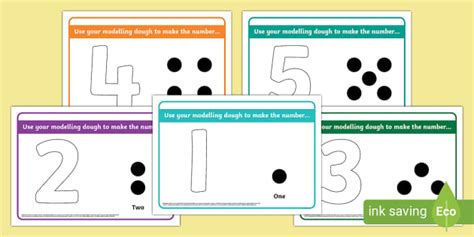 👉 Modelling Dough Number Mats 1 5 Twinkl Resources