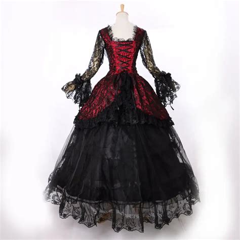 Hot Sale 2016 Black Long Sleeves Lace Gothic Victorian Banquet Dress