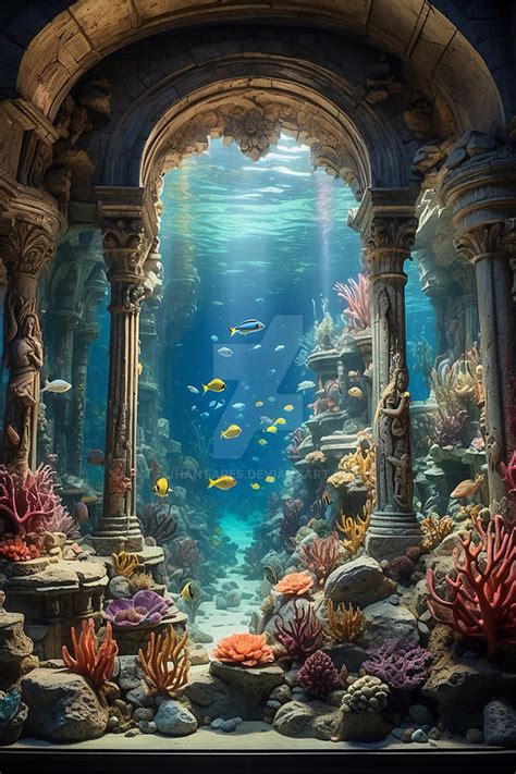 Atlantis depicted in an aquarium by jhantares on DeviantArt