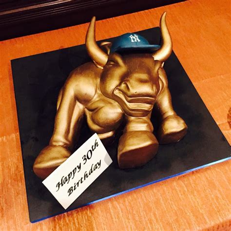 Edible Metallic Charging Wall Street Bull Cake Complete With A Sugar