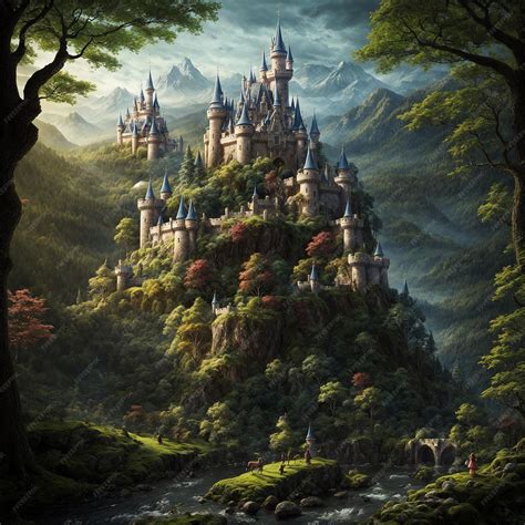 Premium Photo | Enchanted Castle in Forest Serenity AIGenerated Fantasy Art