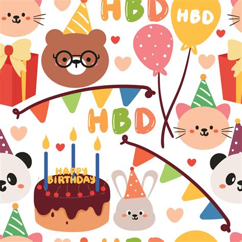 seamless pattern hand drawing cartoon birthday doodle. for kids ...