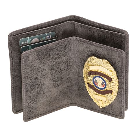 Police Badge Wallet All Leather Universal Fit-charcoal Gray - Etsy