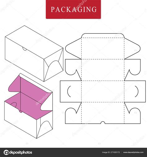 Illustrazione Vettoriale Del Modello Box Package Reta Bianca Isolata