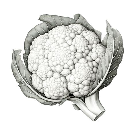 Cauliflower Drawing Isolated, Cauliflower, Vegetarian, Nature PNG