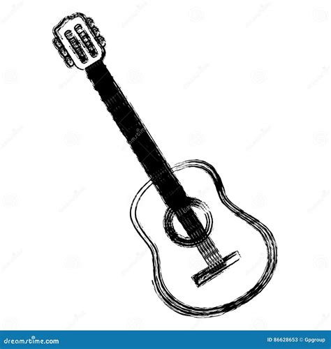 Blurred Silhouette Acoustic Musical Guitar Instrument Stock