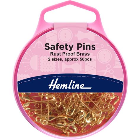 Safety Pins Assorted Sizes Rust Proof Brass 50 Pcs Hemline