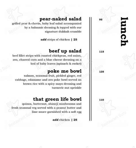 Menu At Naked Kitchen Coffee Bar Sandton Shop U38