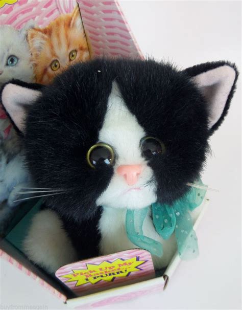 Kitty Kitty Kittens Purr Plush Stuffed TYCO 1992 Black White Soft ...