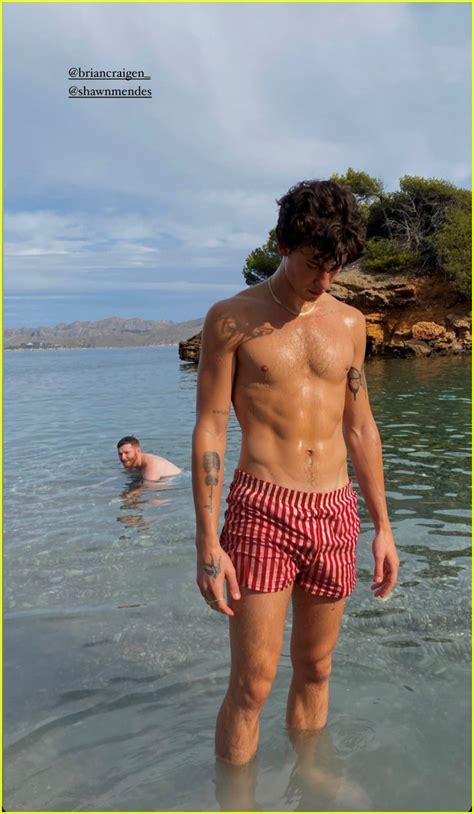 Shawn Mendes Goes Shirtless In Spain Flaunts Body In Short Swim Trunks