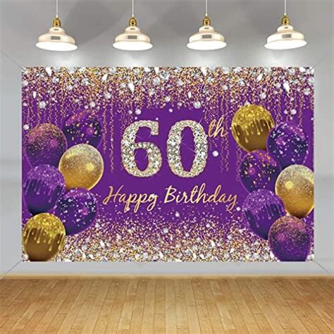 Purple 60th Birthday Decoration Banner For Women Large