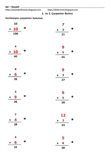 Sinif Matemat K Ver Lmeyen Arpanlari Bulma Etk Nl Matematik