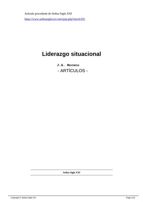 Pdf Liderazgo Situacional Sedisa Siglo Xxi Competente Y Muy