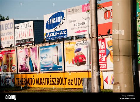 Advertising Signs On Wall In Szeged Hungary Stock Photo Alamy