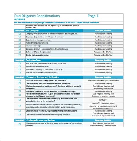 Due Diligence Report Template Printable Calendars At A Glance