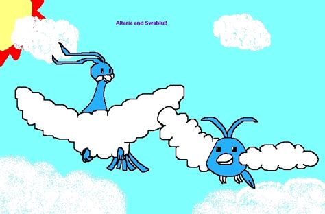 Altaria and Swablu!! - Dragon Type Pokemon Fan Art (6761083) - Fanpop