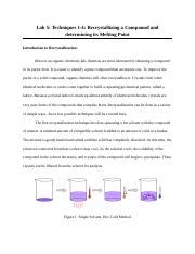 Recrystallization Techniques Purifying Compounds Determining