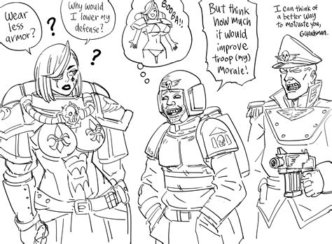 Adepta Sororitas Astra Militarum Coomer And Commissar Warhammer 40k Drawn By Bb Baalbuddy