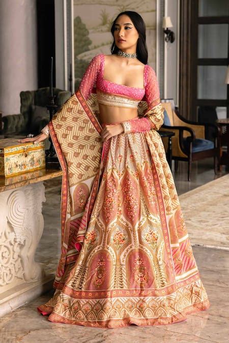 Buy Multi Color Lehenga And Blouse Dupion Silk Printed Bridal Set For