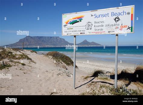 Sunset Beach Table Bay and Mountain in Cape Town South Africa Stock ...