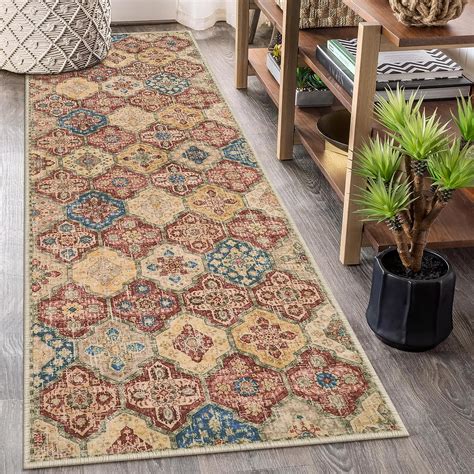 Amazon Beeiva Medallion Kitchen Rugs Washable 2x6 Red Carpet