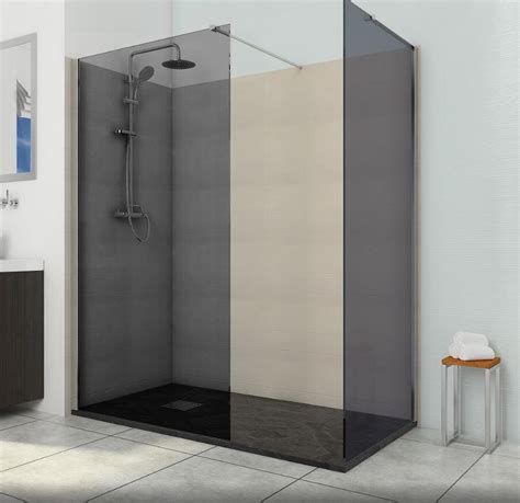 Deluxe8 1000mm Smoked Black 8mm Glass Wet Room Shower Screen Walk In Panel