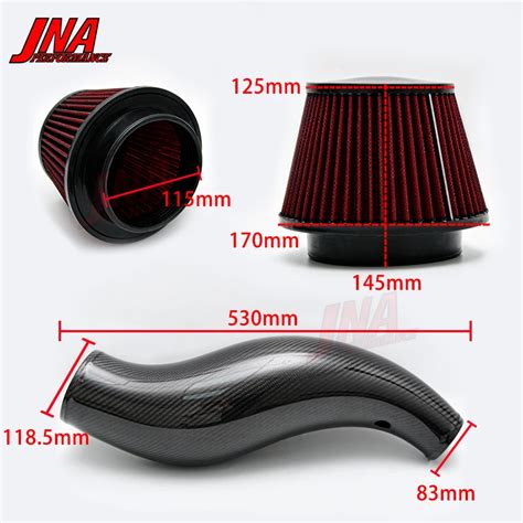 100 Real Carbon Fiber Air Intake Pipe W Air Filter For 92 00 Honda Civic Ek