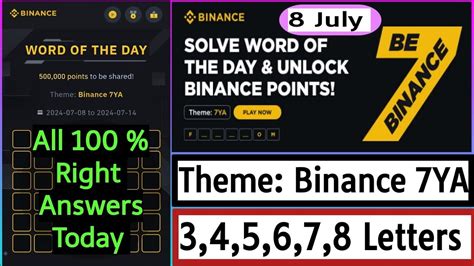 Wodl July Binance Ya Wotd Binance Word Of The Day Binance