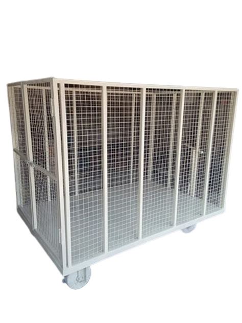 4 White Mild Steel Cage Trolley Capacity 500 Kg Load Capacity Upto