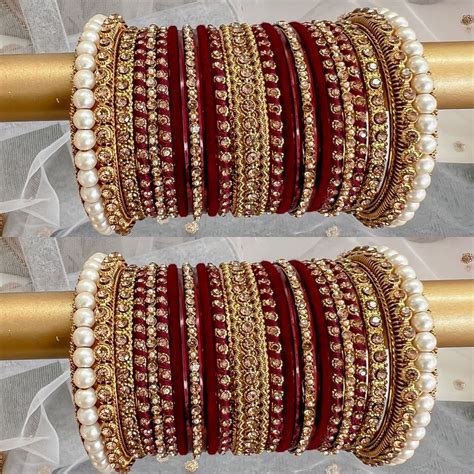 Bridal Bangle Set- Maroon Velvet | Bridal bangles, Bangle set, Wedding jewelry sets bridal jewellery