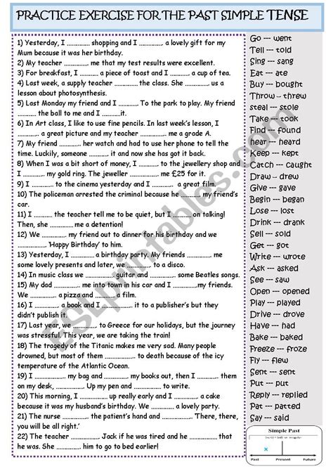 Simple Past Tense Esl Worksheet By Giovanni 44 Off