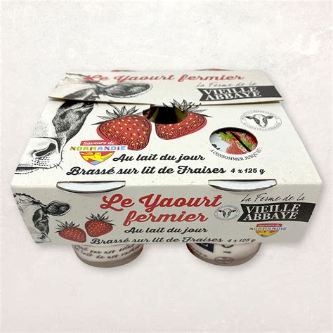 Yaourt fermier brassé sur lit de fraise 4x125g Carré de Boeuf Rungis