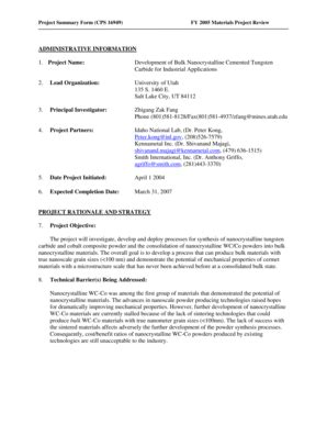 Fillable Online Www1 Eere Energy Project Summary Form CPS 16949 FY