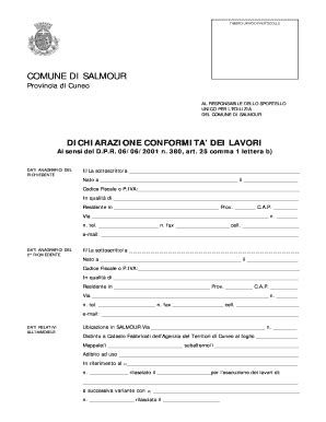 Fillable Online Comune Salmour Cn Timbro Ufficio Protocollo Comune Di