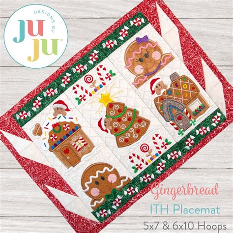 Ith Gingerbread Placemat Machine Embroidery Designs By Juju