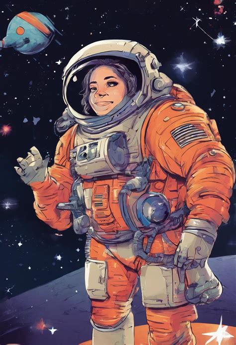 An Illustration Of A Woman In An Astronaut Suit Standing On A Planet