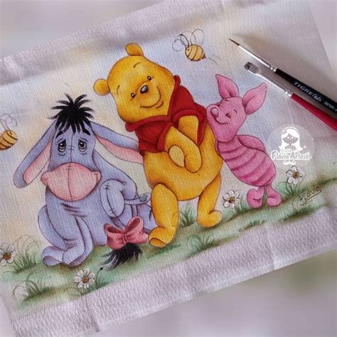 Winnie The Pooh And Friends On A Napkin Next To A Crayon Marker