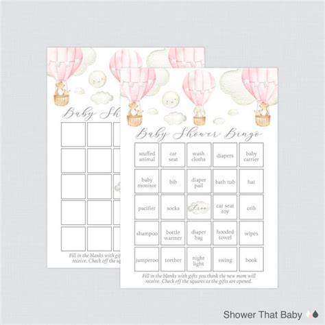 Pink Hot Air Balloon Baby Shower Games Package Seven Etsy