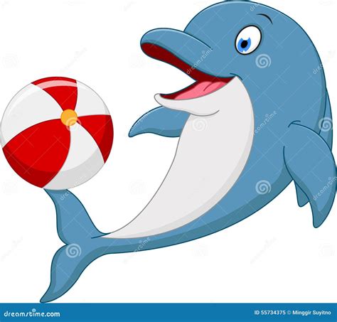 Happy Dolphin Cartoon Playing Ball | CartoonDealer.com #55734385