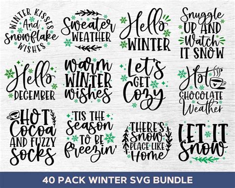 Winter Svg Bundle Let It Snow Svg Winter Png Hello Winter Svg