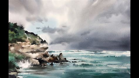 Indian Ocean Seascape Watercolor Landscape Art Tutorials Watercolor