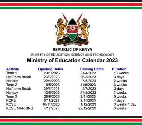 2023 Kcse Kcpe Timetable Download Knec Kcse Revision