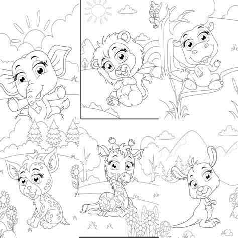 Baby Animals Printable Coloring Pages - Etsy