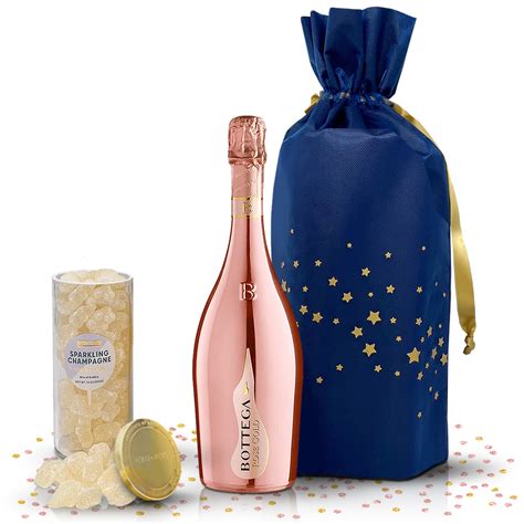 Bottega Rose Gold Prosecco And Lolli Pops Champagne Gummy Bears Gift Set